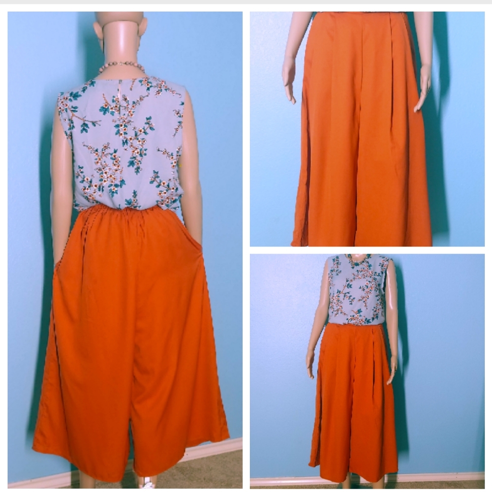 Burnt Sienna | Elastic Waist Ankle Length Culottes